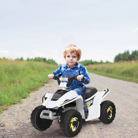 Costway Costaway Quad cavalcabile alimentato a batteria 6V con velocità massima 4,6 km/h, Mini quad ATV per bambini Bianco