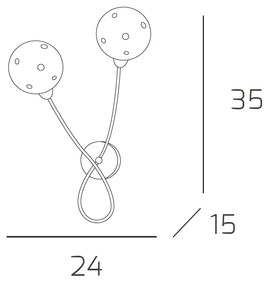 Applique Contemporanea Super Ball Metallo Cromo Vetro Pirex 2 Luci G9
