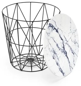 Tavolino HARISSA 41x42 cm nero/bianco marmor decor