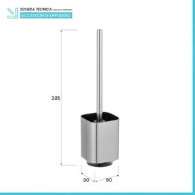 Portascopino WC in plastica color argento satinato e nero Lumina