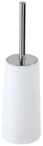 Porta scopino in polipropilene bianco completo di scopino per wc