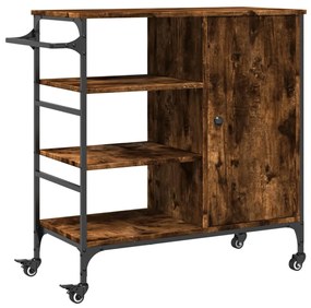 Carrello cucina rovere fumo 87,5x38,5x84,5 cm legno multistrato