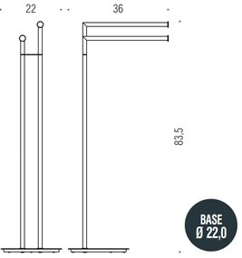 Colombo Design Mini Piantana con due aste Portasciugamani Stainless Steel Zirconium B40380HPS1