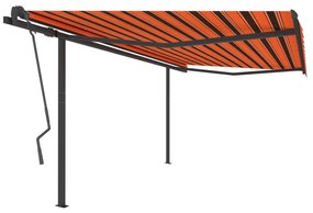 Tenda Retrattile Automatica con Pali 4x3,5 m Arancione Marrone