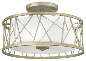 Lampadario Contemporaneo Nest Metallo Foglia Argento Vetro 3 Luci E27