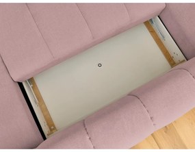 Divano angolare rosa allungabile e con contenitore (penisola a sinistra/a U) con rivestimento in ciniglia Fuji – Bobochic Paris