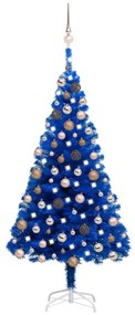 Albero di Natale Preilluminato con Palline Blu in PVC, Albero di Natale Preilluminato con Palline Blu 150 cm PVC III