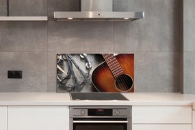 Pannello rivestimento cucina Chitarra, microfono, bacchette 100x50 cm