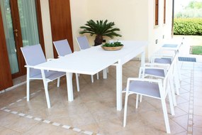 JERRI - set tavolo in alluminio cm 135/270 x 90 x 75 h con 6 poltrone Lotus