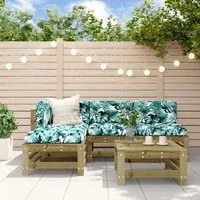 Set Divani da Giardino 5pz con Cuscini Legno Impregnato di Pinocod mxl 124465