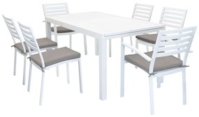 DEXTER - set tavolo in alluminio cm 160/240 x 90 x 75 h con 4 sedie e 2 poltrone Dexter