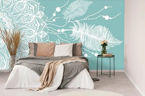 Carta da parati – Mandala magico su sfondo verde