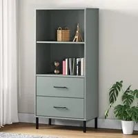 Libreria 2 Cassetti Grigio 60x35x128,5 cm Legno Massello OSLO