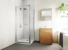 Pannello laterale per box doccia Verve L 76 x H 190cm, Sp. 6 mm vetro vetro senza finitura / trasparente profilo in alluminio argento anodizzato
