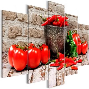 Quadro  Red Vegetables (5 Parts) Brick Wide  Colore Rosso, Dimensioni e Misure 100x50