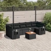 Set Divani da Giardino con Cuscini 8 pz Nero in Polyrattan 3224473