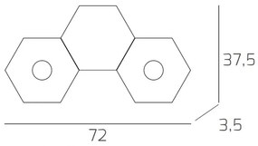 Plafoniera Moderna 3 Moduli Hexagon Metallo Grigio Antracite 2 Luci Led 12X2W