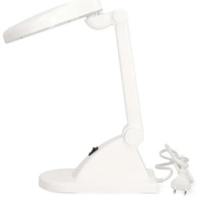 Nedis MAGLE1WT - Lampada da tavolo a LED con lente d'ingrandimento, 6W/230V, bianca