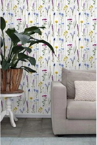 Fotomurale ESTA Fiori, grigio caldo chiaro blue giallo e rosa 138X279 cm