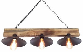 Lampada a sospensione HEPSI con cavo 3xE27/40W/230V, abete rosso/noce