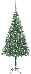 Albero di Natale Preilluminato con Palline e Pigne, Albero di Natale Preilluminato con Palline e Pigne 180 cm