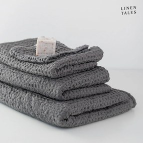 Asciugamani e teli da bagno grigio scuro in un set di 3 pezzi Dark Grey - Linen Tales