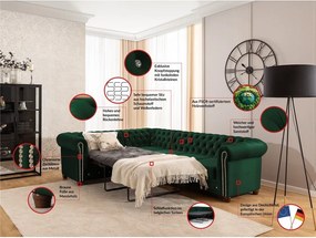 Divano angolare verde allungabile (con penisola a sinistra/a L) con rivestimento in velluto York Blik – Ropez