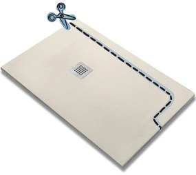 Piatto doccia SANYCCES in resina Strato crema L 90 x L 70 x H 2.4 cm effetto ardesia