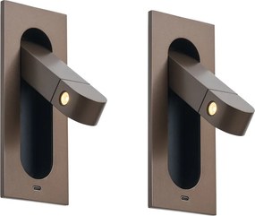 Set di 2 lampade da parete moderne bronzo scuro con LED e porta USB-C - Hilton