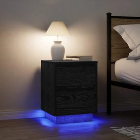 Comodini Con Luci Led 2 Pz Nero 38x34x50 Cm /