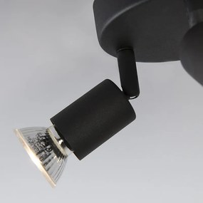 Faretto industriale nero orientabile rotondo 3 luci - Jeany