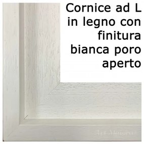 Art Maiora Capezzale con sacra famiglia in stile moderno "Amore di Mamma e Papà" 110x65 Cornice ad L in legno con finitura bianca poro aperto