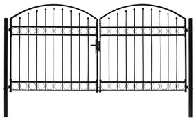 Cancello A Doppia Anta Ad Arco İn Acciaio 300x125 Cm Nero /