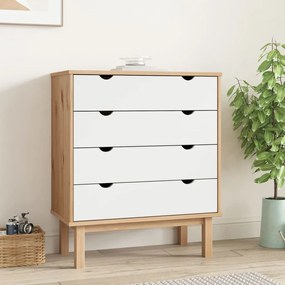 Cassettiera Otta Marrone E Bianco 76,5x39,5x90 Cm Legno Di Pino /