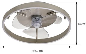 Lindby Ventilatore da soffitto Momitu, argento, silenzioso, Ø 14 cm