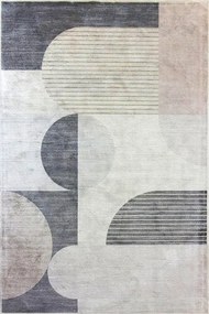 Tappeto Lotus astratto in viscosa rosa, grigio, beige, L 200 x L 140 cm