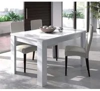 Tavolo allungabile Midland, Tavolo per sala da pranzo allungabile, Tavolo da pranzo estensibile con allunga, cm 140/190x90h78, Bianco lucido