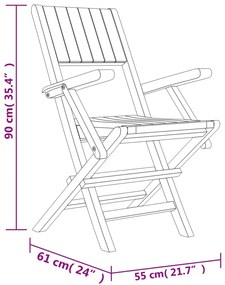 Sedie da Giardino Pieghevoli 8pz 55x61x90cm Legno Massello Teak