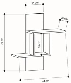 Mensola a muro MILL 70x64 cm bianca