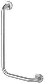 Corrimano angolare di sicurezza 35x65 cm con montante a sinistra in acciaio cromo