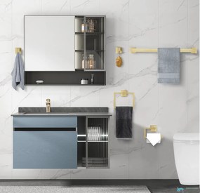 Set di accessori da bagno a parete EYN BA1214 in acciaio inox oro spazzolato
