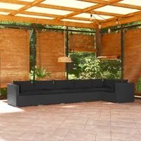 Set Divani da Giardino 6 pz con Cuscini in Polyrattan Nero 3101704