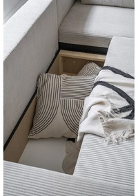 Divano letto angolare in velluto a coste bianco Brave Dave - Miuform