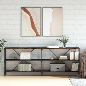 Tavolo Consolle Rovere Fumo 200x30x75cm Legno Multistrato Ferro /