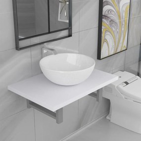 Set Mobili Da Bagno 2 Pz Ceramica Bianco /