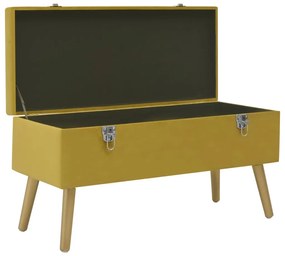 Panca con vano portaoggetti 80 cm giallo senape in velluto