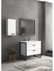 Kamalu - composizione bagno 100cm: mobile con lavabo, specchio contenitore e pensile ikos-85