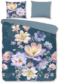 Set copripiumino e federa blu in raso di cotone per letto matrimoniale/per letto esteso 200x220 cm Mirery – Descanso