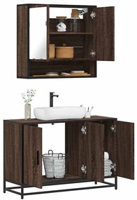 Set Mobili Da Bagno 2 Pz Rovere Marrone İn Legno Multistrato /