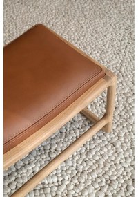 Pouf con struttura in rovere massiccio e dettagli in pelle di bufalo nero Dedo - Gazzda